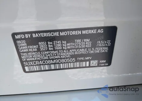 2021 BMW X5 Sdrive40I from USA, damaged, VIN 5UXCR4C08M9D80505